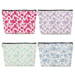 4 Pack Wildflower Decor Makeup Bag 9.8×7 Inches, Colorful Flowers 1025