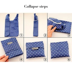 Cloth Tote Bags, Reusable, Foldable, Recycle for 6Pack, Navy Blue/Pink/Blue