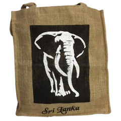Reusable 100% Jute Tote Bag Eco Friendly Burlap Shopping Bag Elephant themed