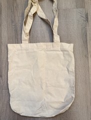 Beige Canvas Foldable Tote Bag, Graphic Pattern, Modern Style, Medium Size