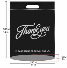 Non-Woven Fabric Bulk Reusable D Cut Box Bag Black Thank You 50-200 Pieces