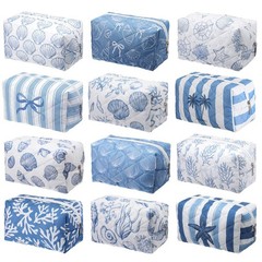 Hillban 12 Pcs Seashell Quilted 8.66 X 4.72 X Inches, blue and white