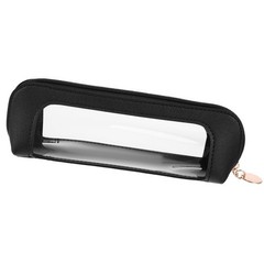 Psyqtsuary Clear Makeup Bag, PU Leather Mini Pouch Portable Black