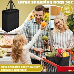 50 Pcs Reusable Tote Bag Bulk 8 x 4 x 10 Inch Non Woven Shopping Bag with Han…