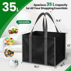 Reusable Grocery Bags with Long Handles [3 Pack] – Multipurpose Shopping Bags fo