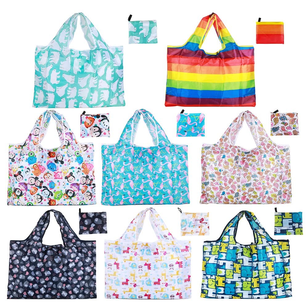Grocery Bags Reusable Foldable 8 Pack Shopping Bags Large 50LBS Groceries Bag…