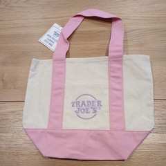 Trader Joe’s Mini Pastel Canvas Tote Bag Limited Sold Out “Delicate Pink” NEW