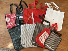 Lot of 10 Lululemon Reusable Shopping Tote Bags various sizes and designs