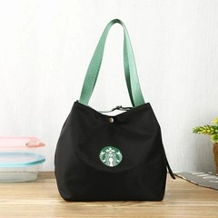 Starbucks Reusable Lunch Tote Bag Waterproof Nylon for Travel Black