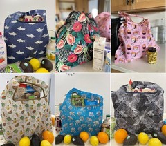 Medium Foldable Tote Nylon Reusable Grocery Bag Set of 2, Bananas