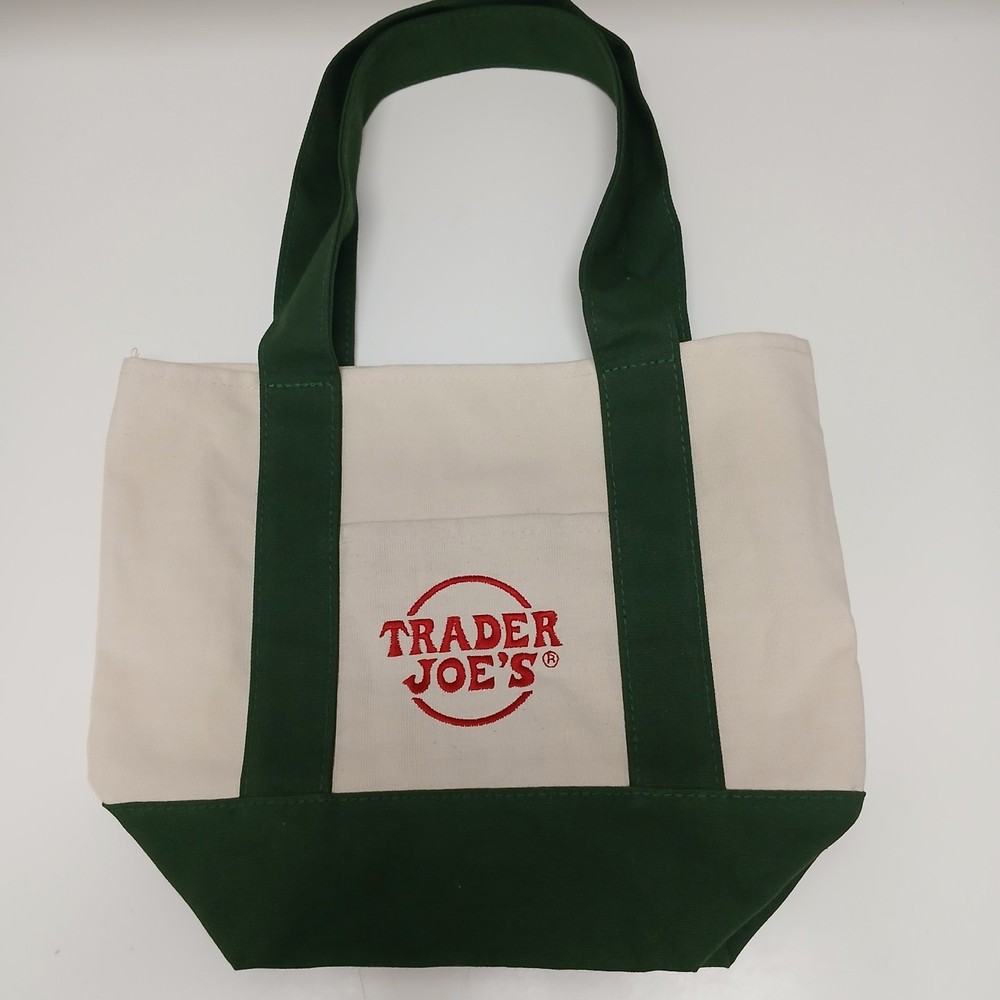 Trader Joe’s Embroidered GREEN MINI CANVAS TOTE BAG