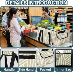Standing Extra Large Utility Tote Bag with Hard Bottom & Hard Sides, Heavy Duty