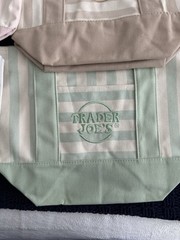 Trader Joe’s 2026 Limited Edition Mini Pastel Stripe Canvas Tote Bag Set Of 4