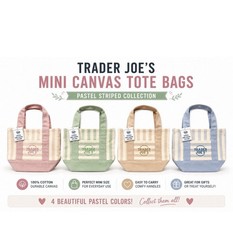 Trader Joe’s Mini Pastel Stripe Canvas Tote Bag Limited Edition Set Of 4