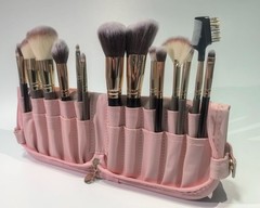 YLYZ Makeup Brush Bag, Waterproof Stand-Up Holder Pink