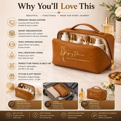 Spicy Tabanca Luxury Cosmetic Bag for Women – Vegan Leather Makeup Brown