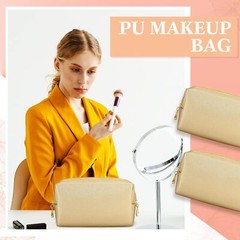 Kigeli 15 Pcs Aesthetics Makeup Bag PU Leather Cosmetic Champaign Gold