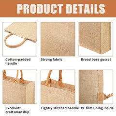 12 Pcs Burlap Tote Bag Set with Handle DIY Blank Reusable Jute Burlap Grocery…