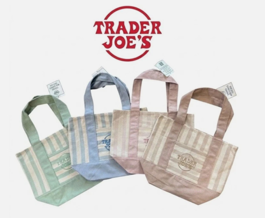 Trader Joe’s Striped Canvas Mini Tote Bag Set of 4 New with Tags! FREE SHIPPING!