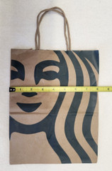 7 Starbucks Paper Bags Reusable Brown with Handles Rainforest Alliance