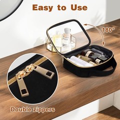 Wedama Clear Toiletry Bag, 3 Pack 2 Medium + 1 Large, Black