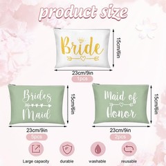 Whaline 8Pcs Bridesmaids Makeup Bags Wedding Bridal Cosmetic Sage Green