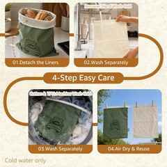 Lord Eagle Bread Bags for Homemade & Sourdough – 2 Pack Reusable Green