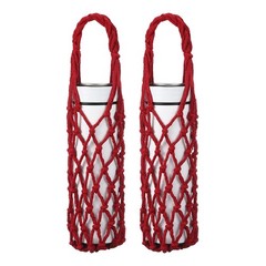 2 Pcs Crochet Water Bottle Carrier Bag for Hiking Shopping (Burgundy)