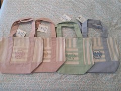 Trader Joe’s Striped Mini Canvas Tote Bags Lot Of 4 NWT