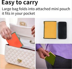 Spacious Lightweight Washable Water-Repellent Portable 2 Pack Foldable Tote Bags