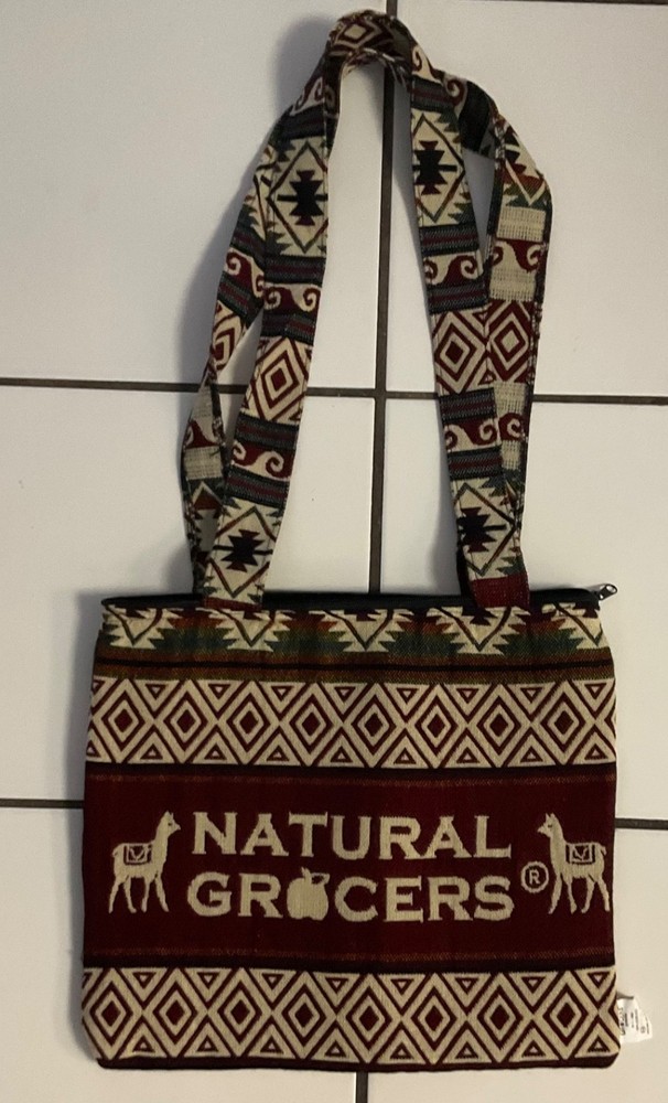NEW DESIGN Natural Grocers Alpaca Shopping Laptop Tote Zipper Crafted in Ecuador