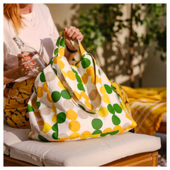 Ikea Broggan Beach Shopping bag, dot pattern multicolor Cotton 16 ¼x11x15 ¼ “