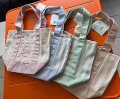 Trader Joe’s Striped Mini Canvas Tote Bag Lot 4 Multicolor 13x11x6 Small