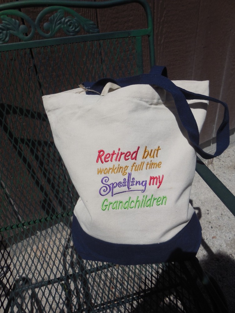 Machine Embroidered Canvas Retirement Bag