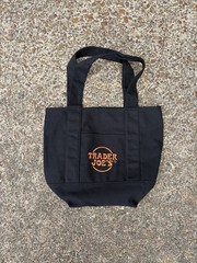 Trader Joe’s Black Orange Mini Canvas Tote Bag Holiday Limited Edition New