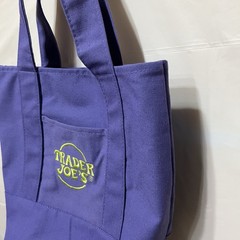 Trader Joe’s Purple Canvas Reusable Shopping Bag Foldable Solid Plain Tote