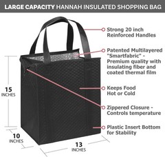 Large Capacity Heavy Duty Insulated Smart Shopping Grocery Tote Bag 2 PCS