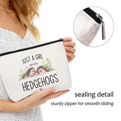 Hedgehog Makeup Bag Gifts for Women Girls 9″W x 7″H, Multicolor0210