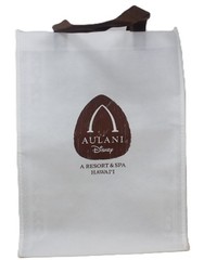Aulani Disney Hawaii Reusable Tote Shopping Bag White Brown Resort & Spa New