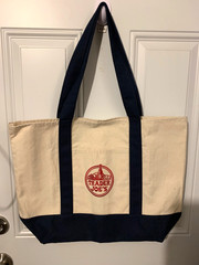 Trader Joe’s Large Navy Cotton Canvas Tote Bag Embroidered 2025