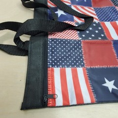 Tote Carry Bag Side Zipper Patriotic Red White Blue Stars Stripes 16×15.5 inch