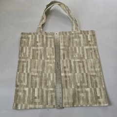 Geometric Pattern Foldable Canvas Tote Bag Medium Beige Reusable Shopping Bag