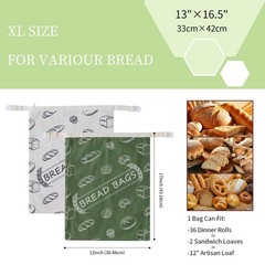 ByGuan Beeswax Reusable Bread Bags for 13 inches x 16.5 x 1 inch, MIX