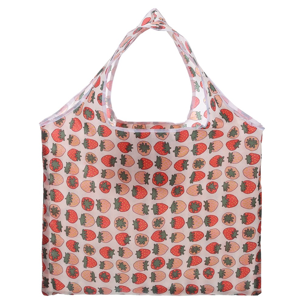 Reusable Grocery Bags, 1Pcs Printed Washable Shopping Totes (Strawberry)