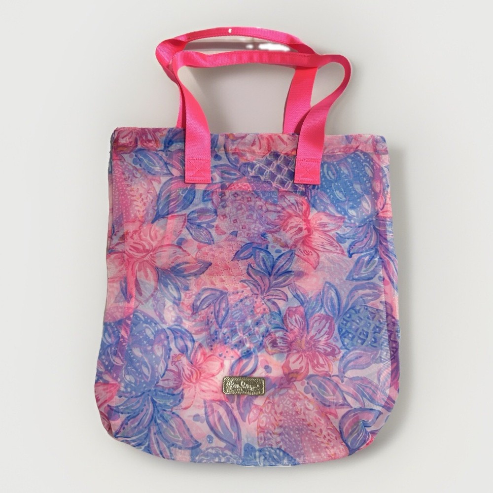 Lilly Pulitzer Snappy Turtle MESH SHOPPER TOTE BAG Reusable Grocery Shopping Bag