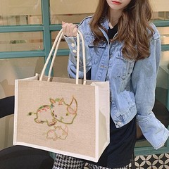 MEIANJU Jute Reusable Tote Bags Jute Christmas Gift with Cotton Handles Tote …