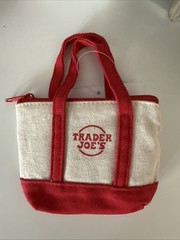 Trader Joe’s Canvas Micro Tote With Grocery Bag Brand New With Tags Red
