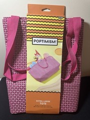 Poptimism! Vinyl Pink Mesh Beach Extra Large XL Storage Tote Bag 35x9x14