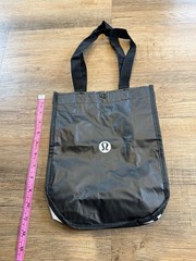 Lululemon Black Nylon Foldable Reusable Shopping Bag Tote Modern 13x11x4in