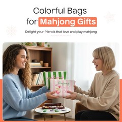 Aspen Lane Makeup Bag Set of 2 Mahjong Tile Bags 9″x7″ and 9″x6″x3″, Pink